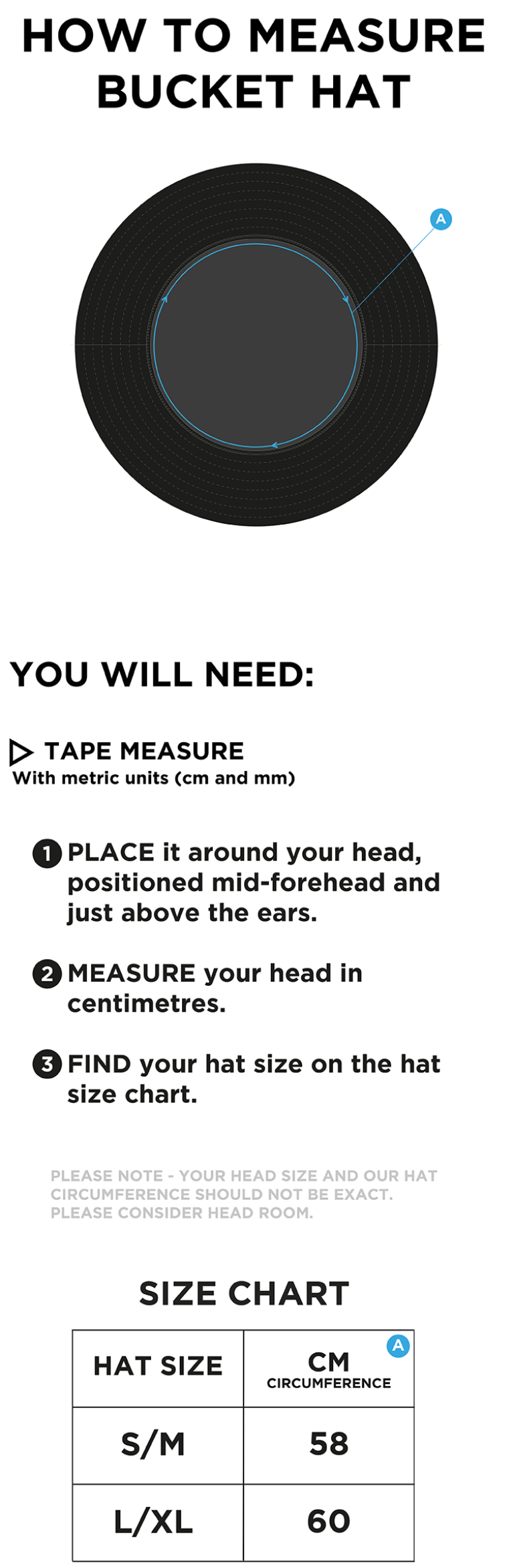 Wargrave CC Dual Bucket Hat - Red - Size Guide